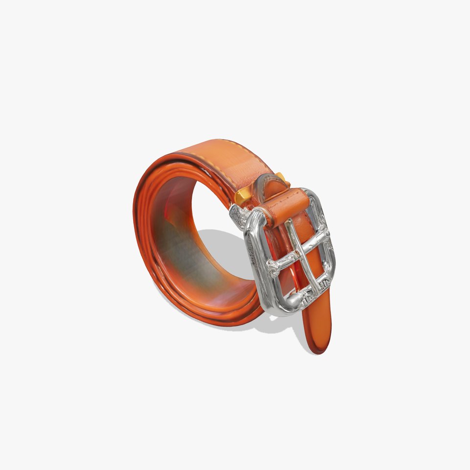 Leather Belt with Silver Buckle Intricate Design model pack